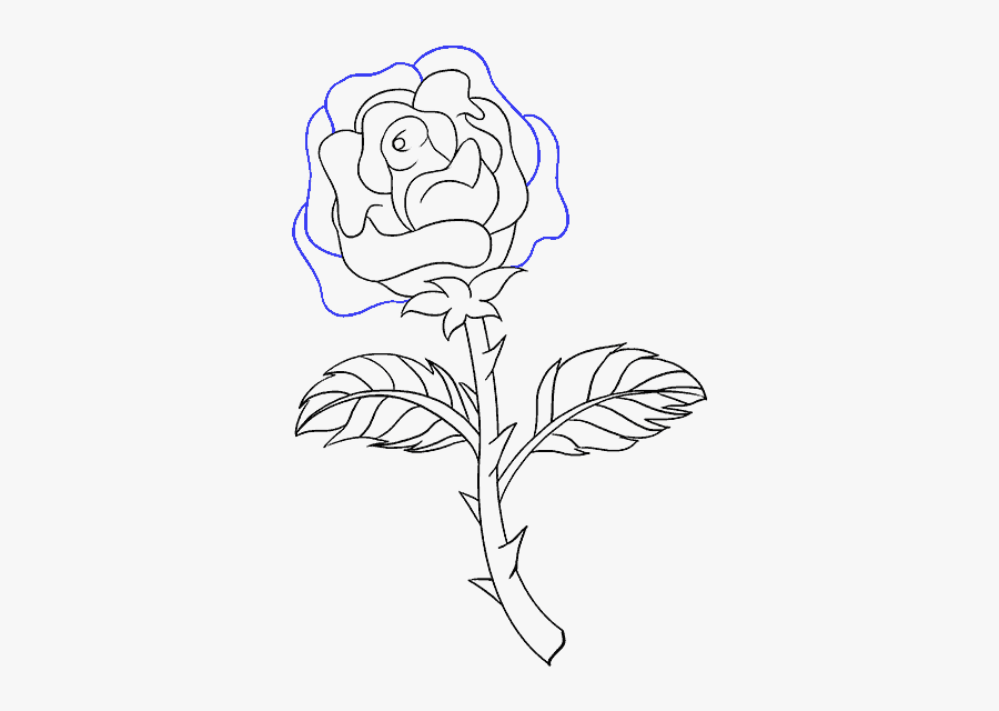 How To Draw A Rose In A Few Easy Steps Easy Drawing - Easy Draw Rose With Thorns, Transparent Clipart