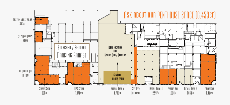 Clip Art Plaza Retail White East - Floor Plan, Transparent Clipart
