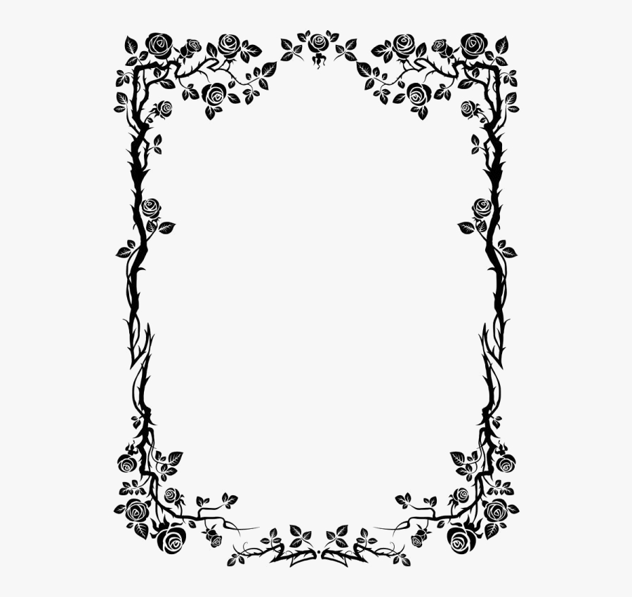 #rose #frame #border #square #rectangle #ivy #thorn - Black Floral Border, Transparent Clipart