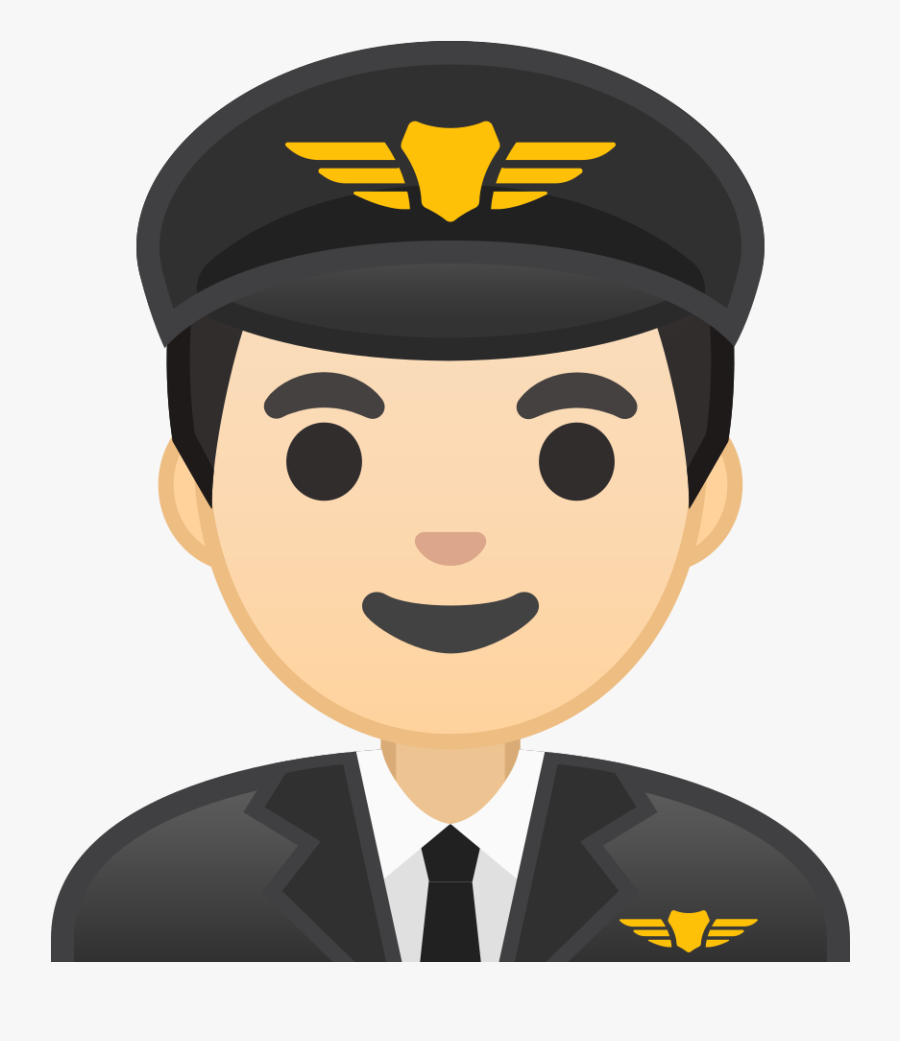 Man Pilot Light Skin Tone Icon - Emoji Piloto, Transparent Clipart