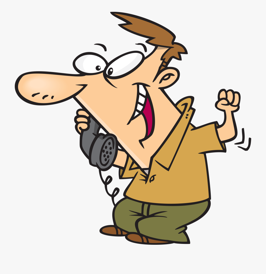Collection Of Answering - Cartoon Guy On Phone, Transparent Clipart