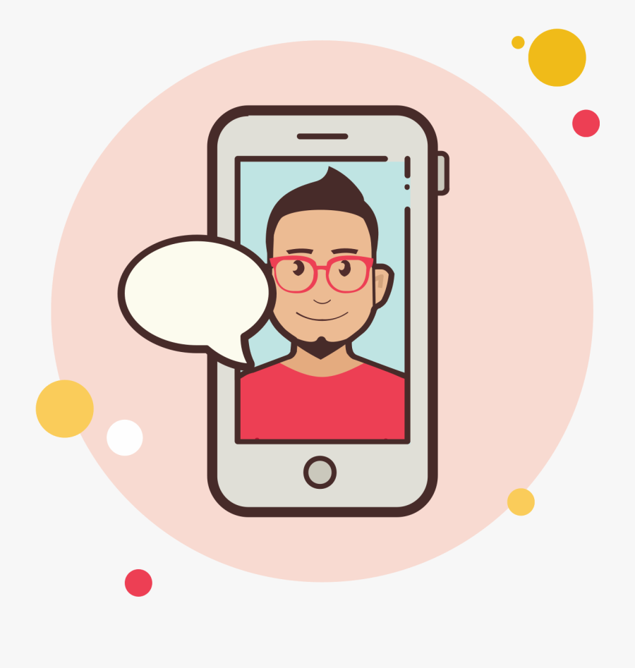 Man In Red Shirt Messaging Icon - Icon, Transparent Clipart