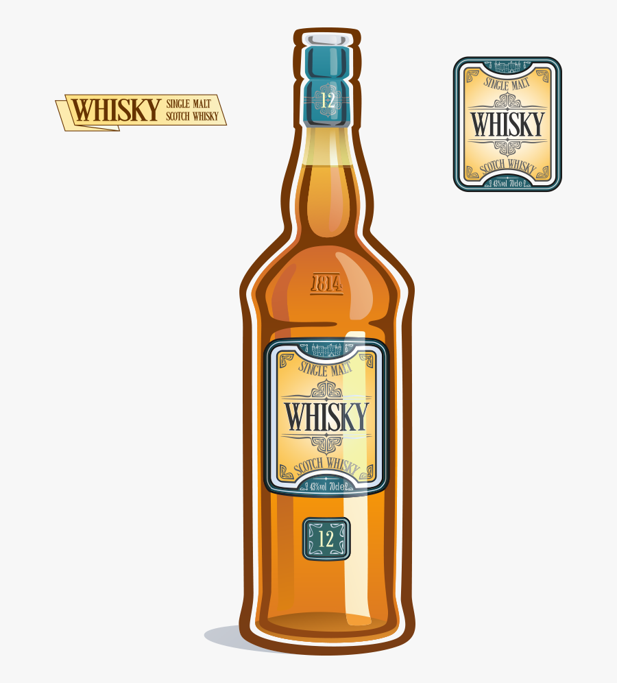 Whisky Beer Wine Liqueur Bottle - Animada Botella De Cerveza Png, Transparent Clipart