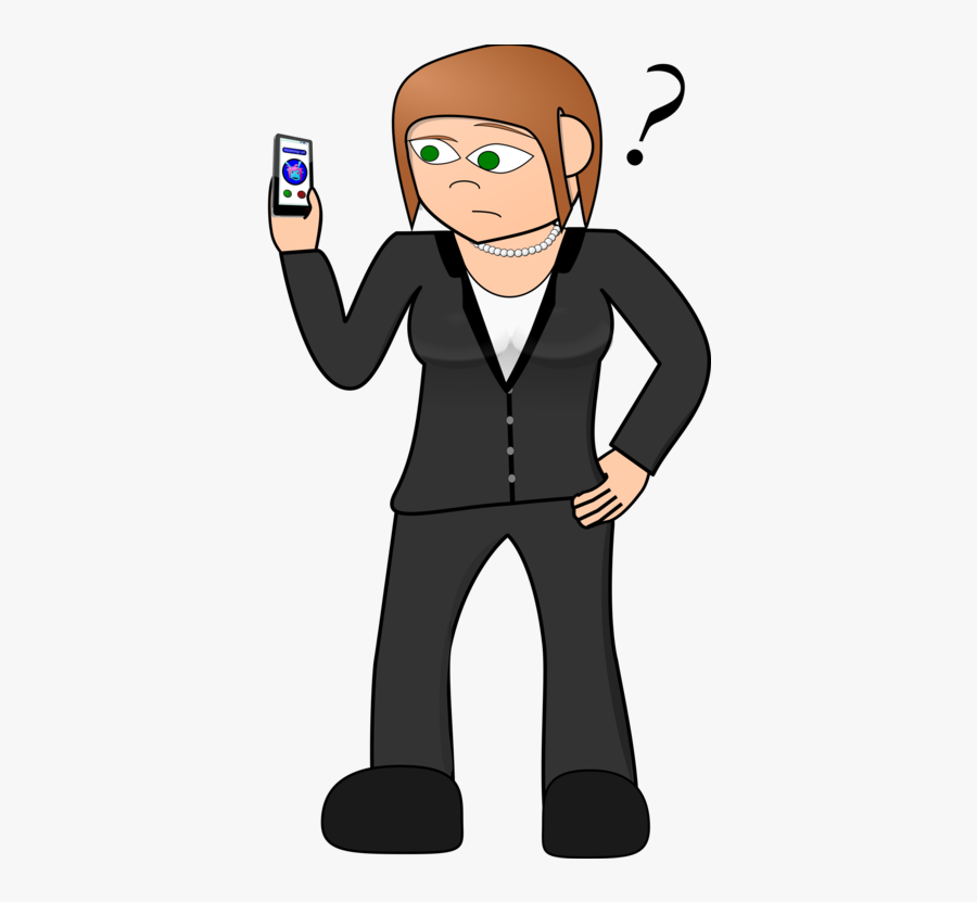 Standing,boy,fictional Character - Confused Looking At Mobile Clipart, Transparent Clipart