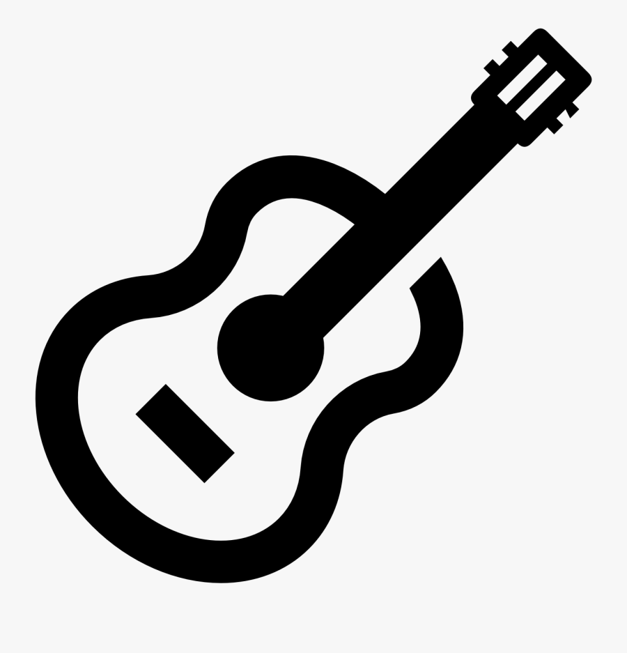 White Icon Acoustic Guitar, Transparent Clipart