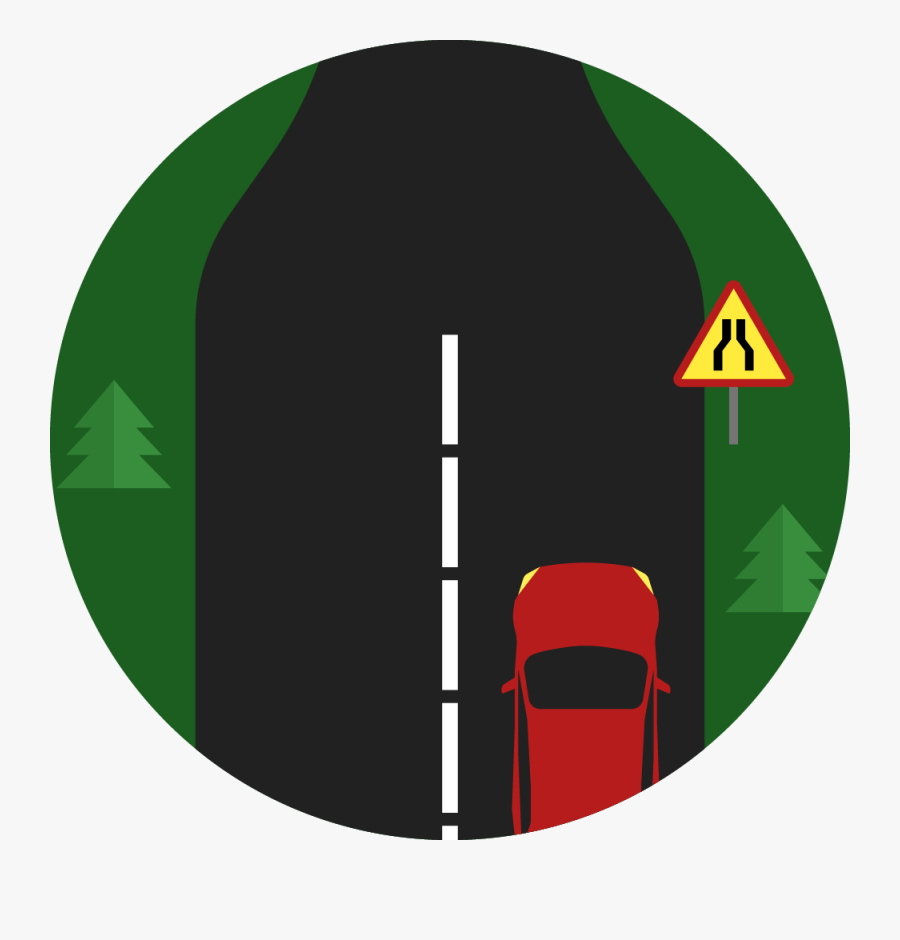 Single Lane Road - Traffic Sign, Transparent Clipart