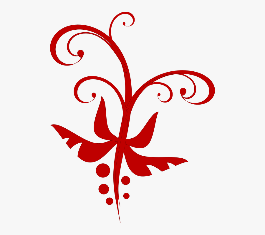 Vector Floral Rojo Png, Transparent Clipart