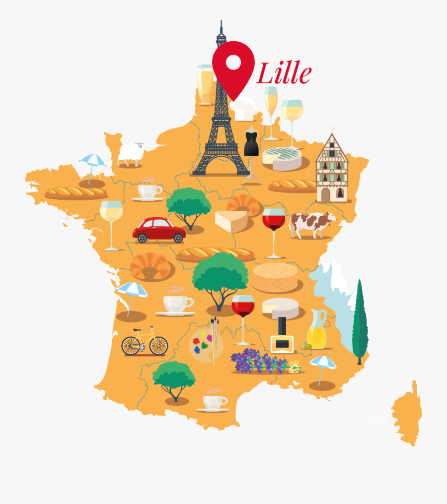 Map Of France With Landmarks, Transparent Clipart