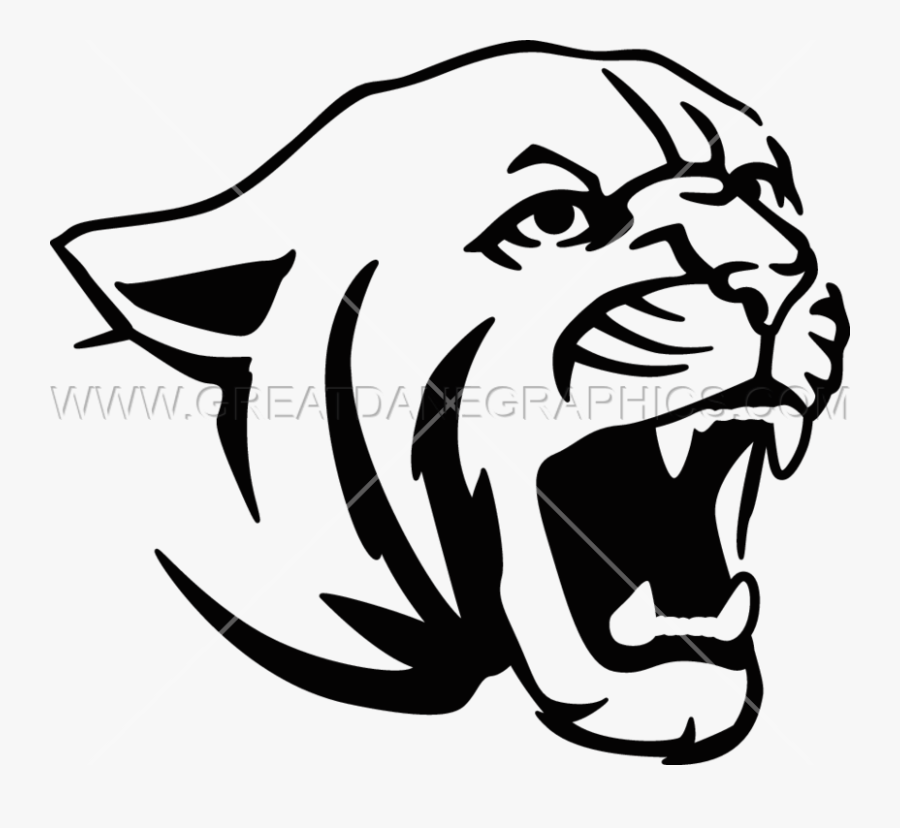 Cougar Production Ready Artwork For T Shirt Printing - Easy Drawing With Black Marker, Transparent Clipart