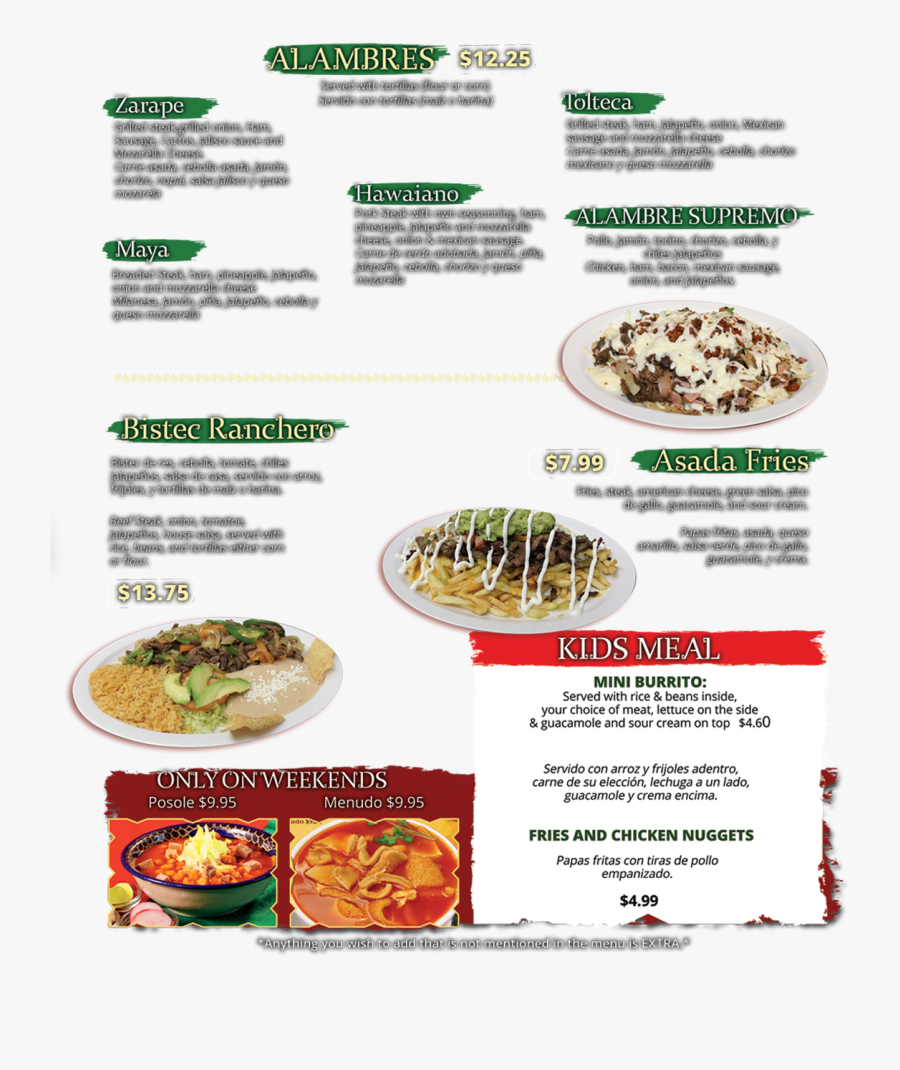 Specialties - Seafood - Tortas - Appetizers - Drinks - Lamian, Transparent Clipart