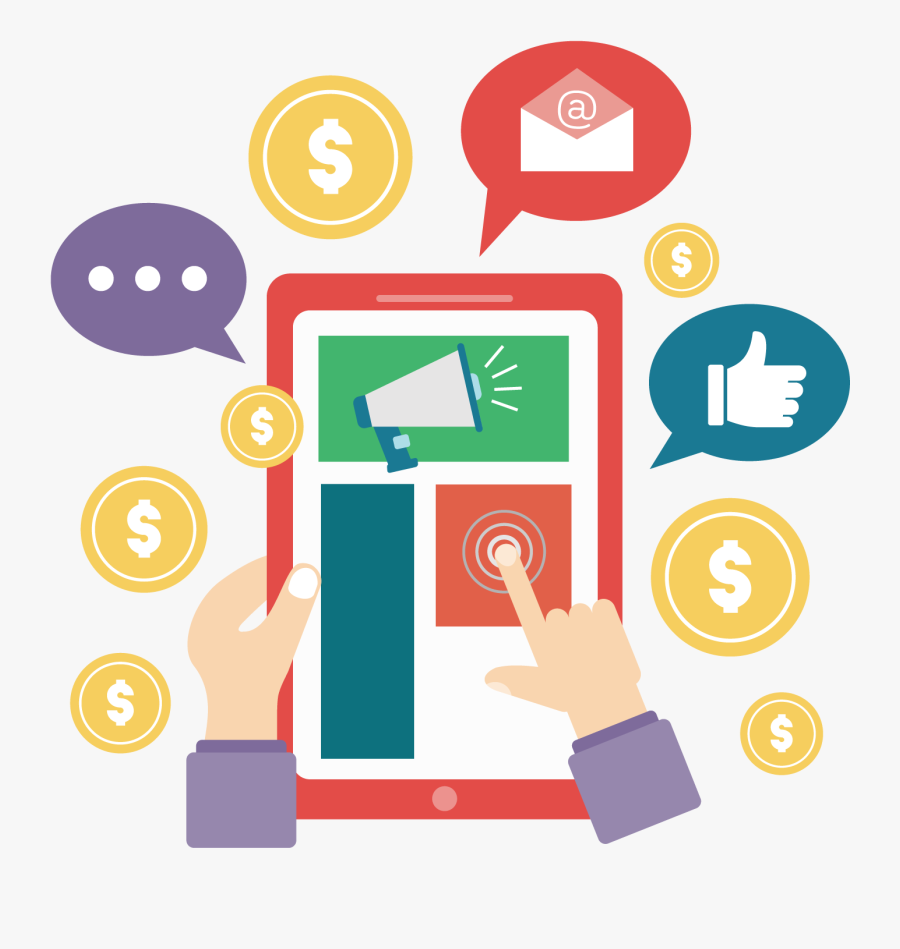 Advertisement Clipart Pc User - Online Marketing Vector Png, Transparent Clipart