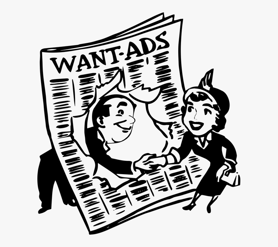 Fifties Advertisement, Want Ads, Man, Woman - Cartoon, Transparent Clipart