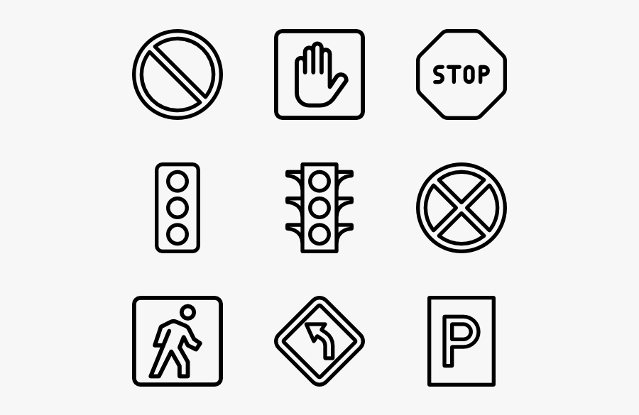 Traffic & Road Signs - Design Icon Vector, Transparent Clipart