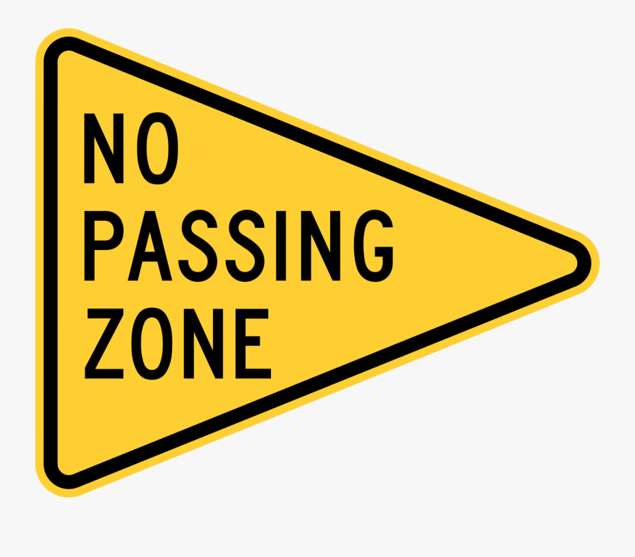 No Passing Zone Road Sign, Transparent Clipart