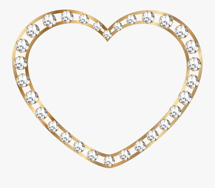 Gold Heart With Diamonds Transparent Png Image, Transparent Clipart