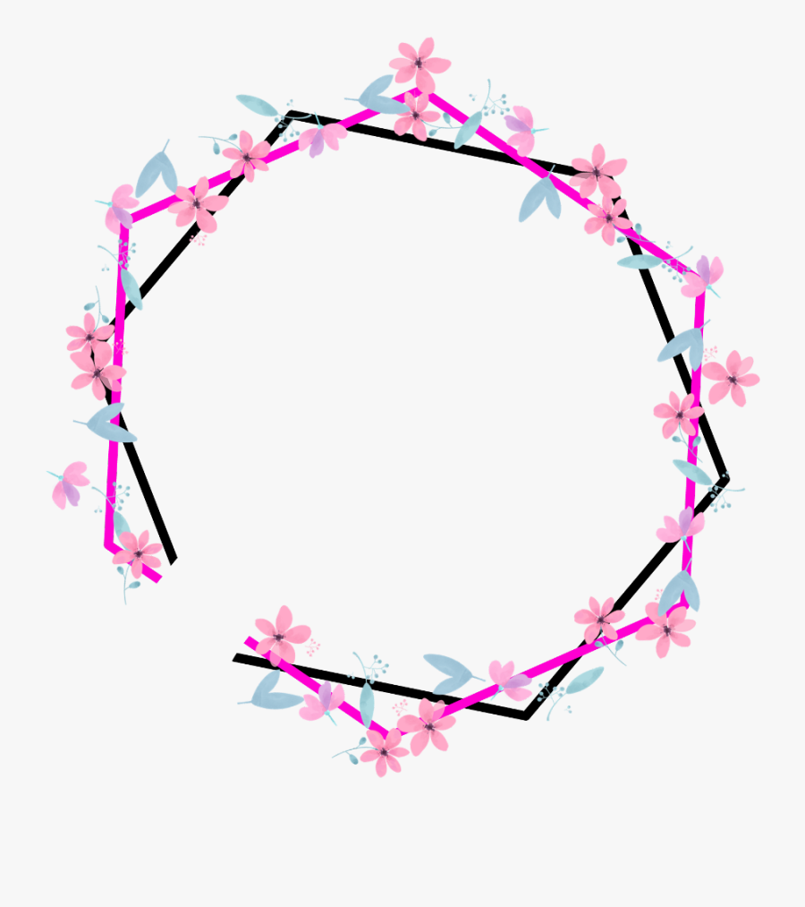 #geometric #round #pentagon #neon #border #frame #freetoedit - Pink Round Frame Png, Transparent Clipart