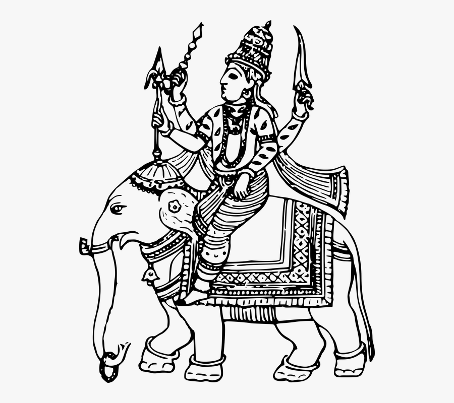 Deity, God, Hindu, Hinduism, Indra, Non-human Beings - Indra Black And White, Transparent Clipart