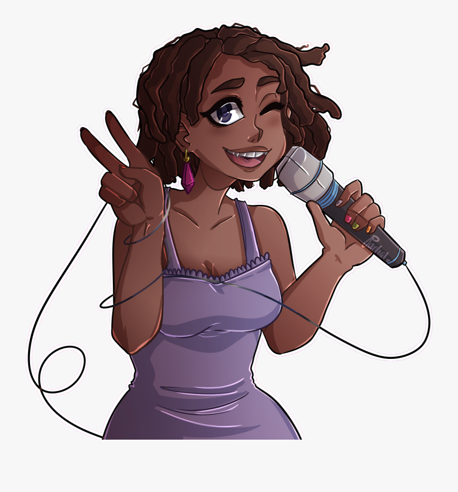 Transparent Girl Singing Into Microphone Clipart - Amy Vocaloid, Transparent Clipart