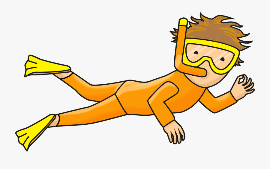 Cartoon Illustration Of A Baby Diver In A Yellow Wetsuit, Transparent Clipart
