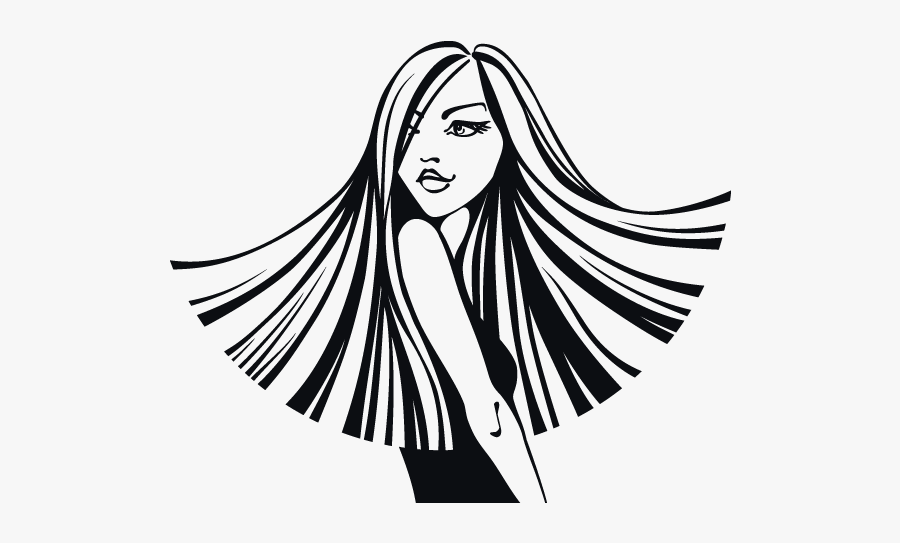 Girl With Flowing Hair Silhouette, Transparent Clipart