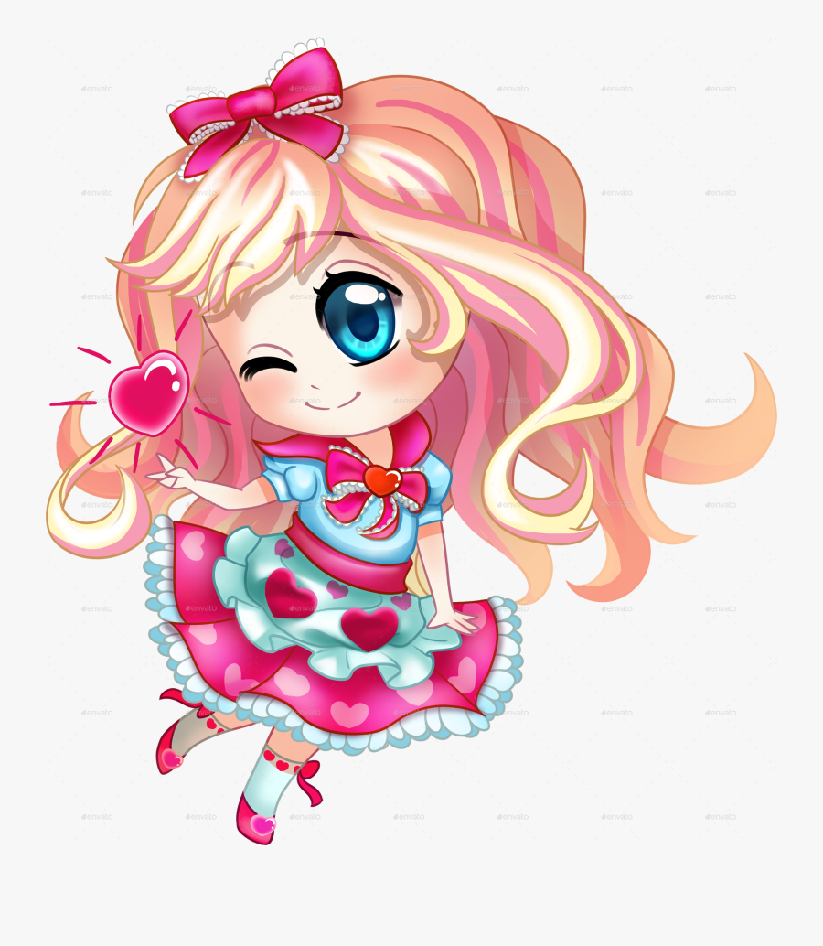 Transparent Girl Long Hair Clipart - Chibi Girl, Transparent Clipart