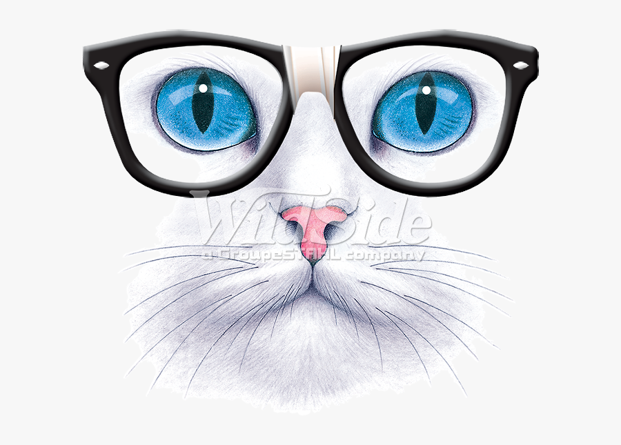 Transparent Nerd Glasses Png - Pink Cat Face, Transparent Clipart