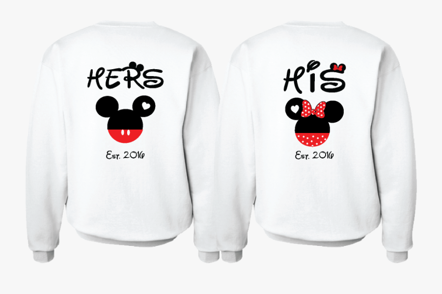 Cute His Hers Big Ears Mickey Minnie Mouse Head Polka - His And Hers Mickey Mouse Sweatshirts, Transparent Clipart