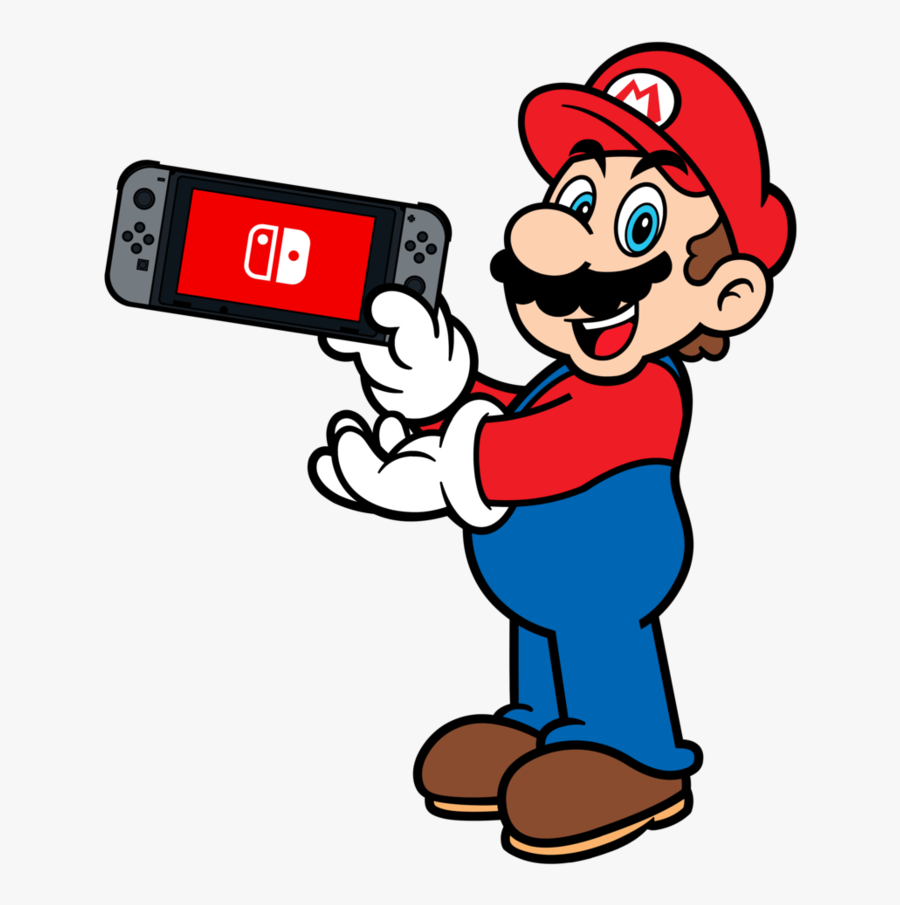 Fan-art Of Mario Characters Using The Nintendo Switch - Mario With Nintendo Switch, Transparent Clipart