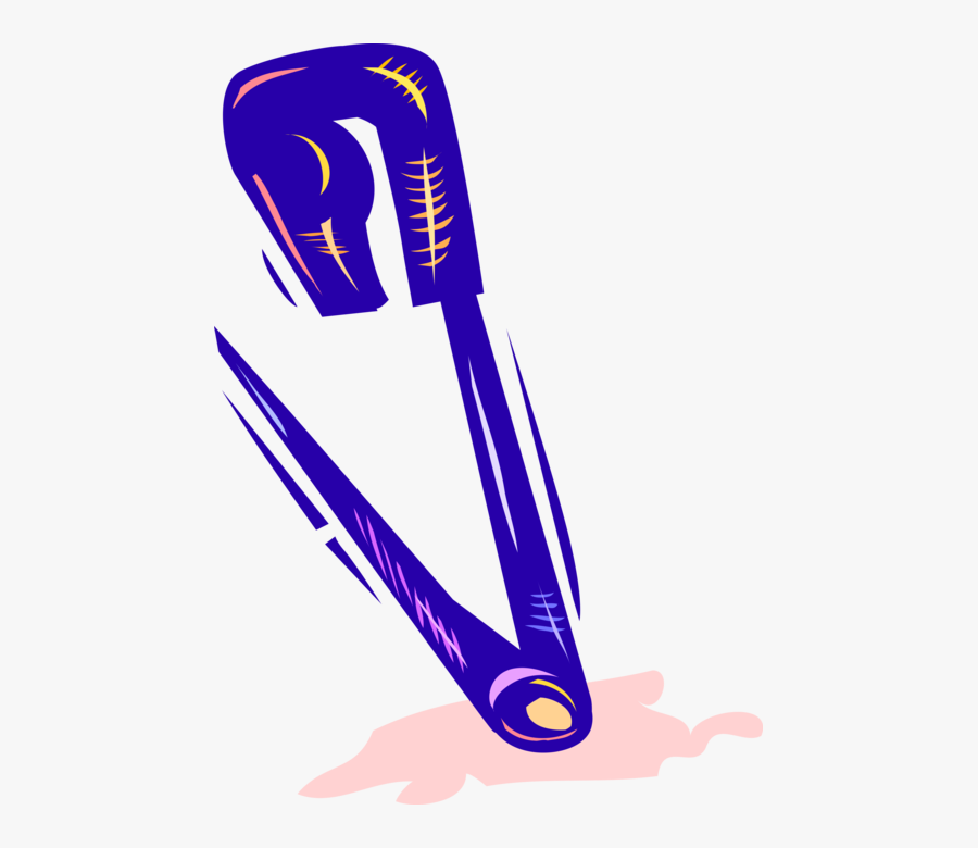 Vector Illustration Of Safety Pin Device Fastens Objects, Transparent Clipart