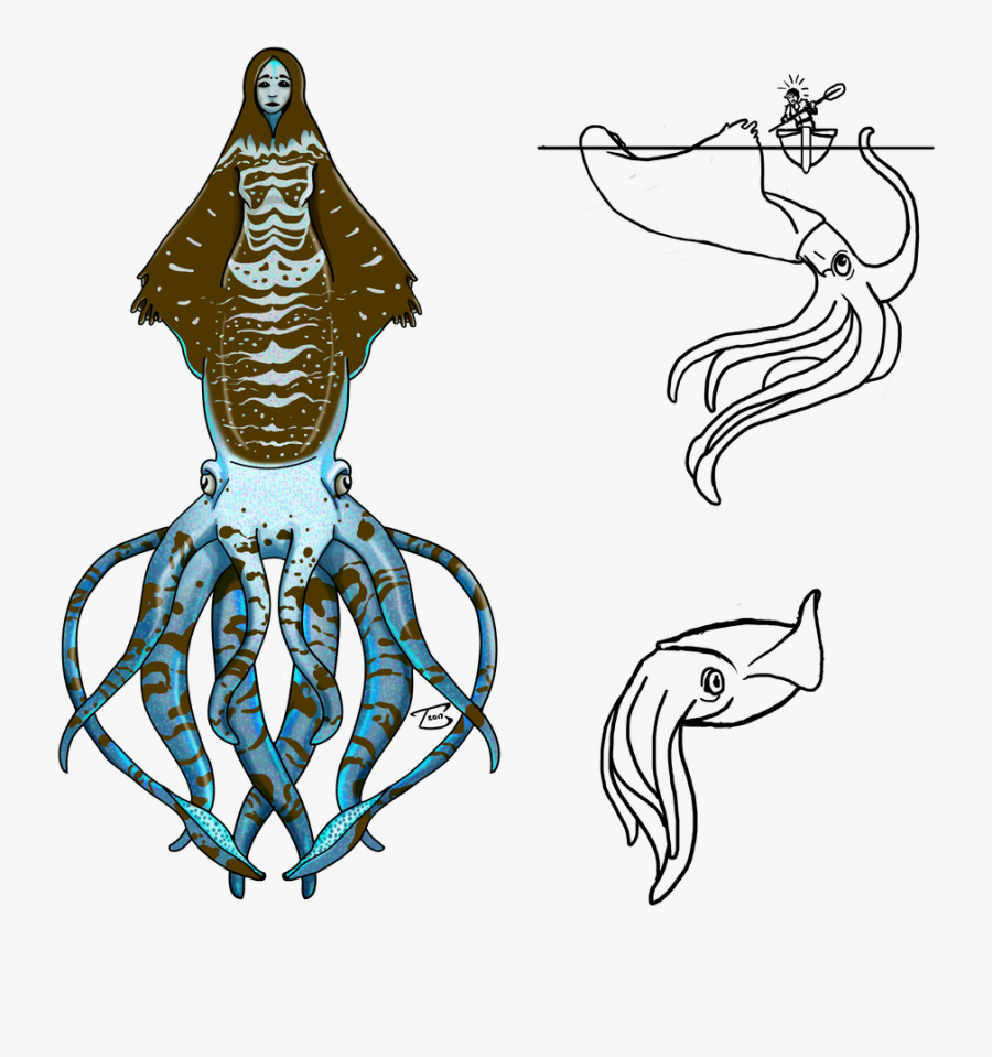 The Drowning Lady Squid - Illustration, Transparent Clipart
