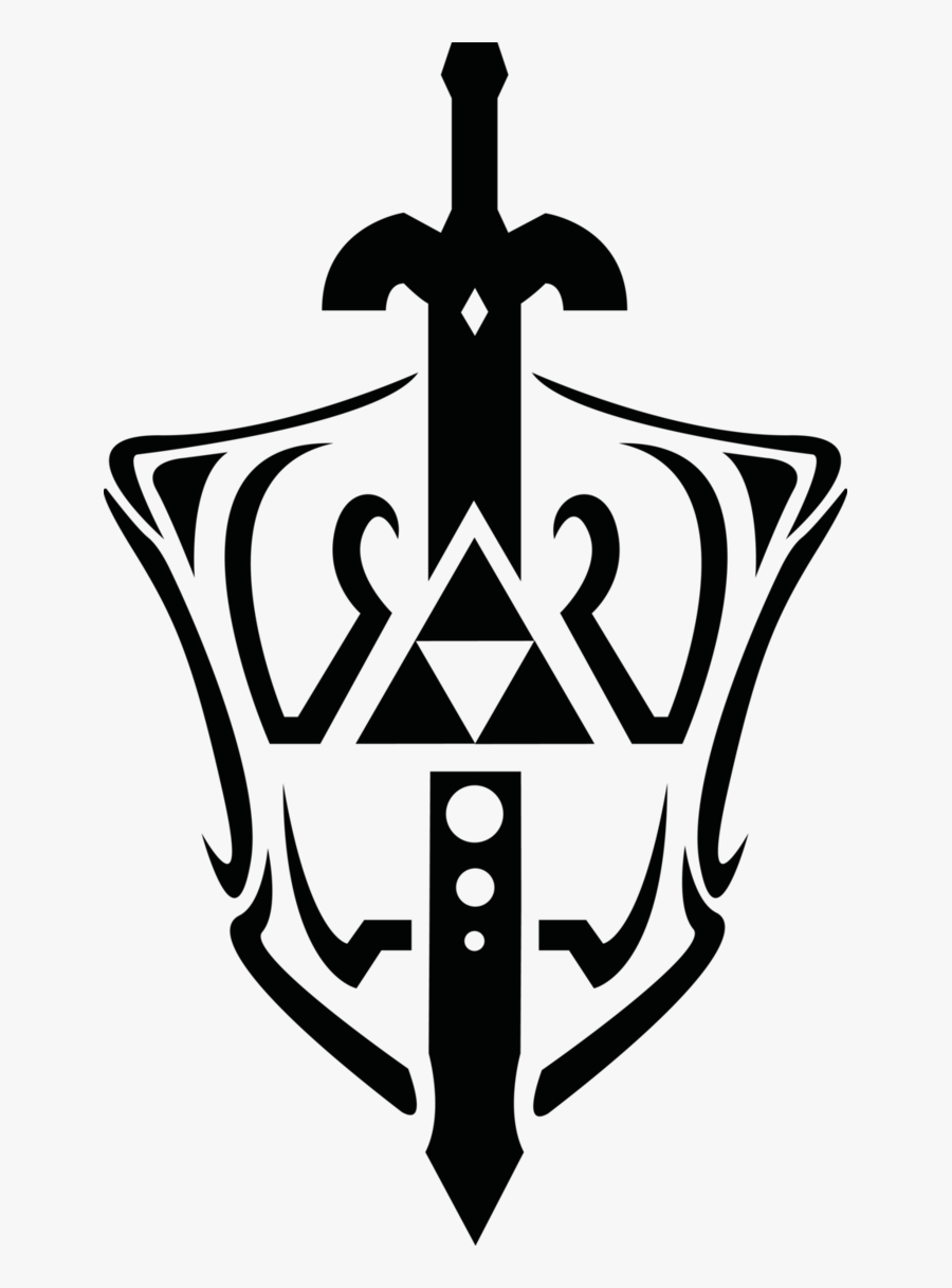 Zelda Triforce Clipart - Tribal Sword And Shield Tattoo, Transparent Clipart