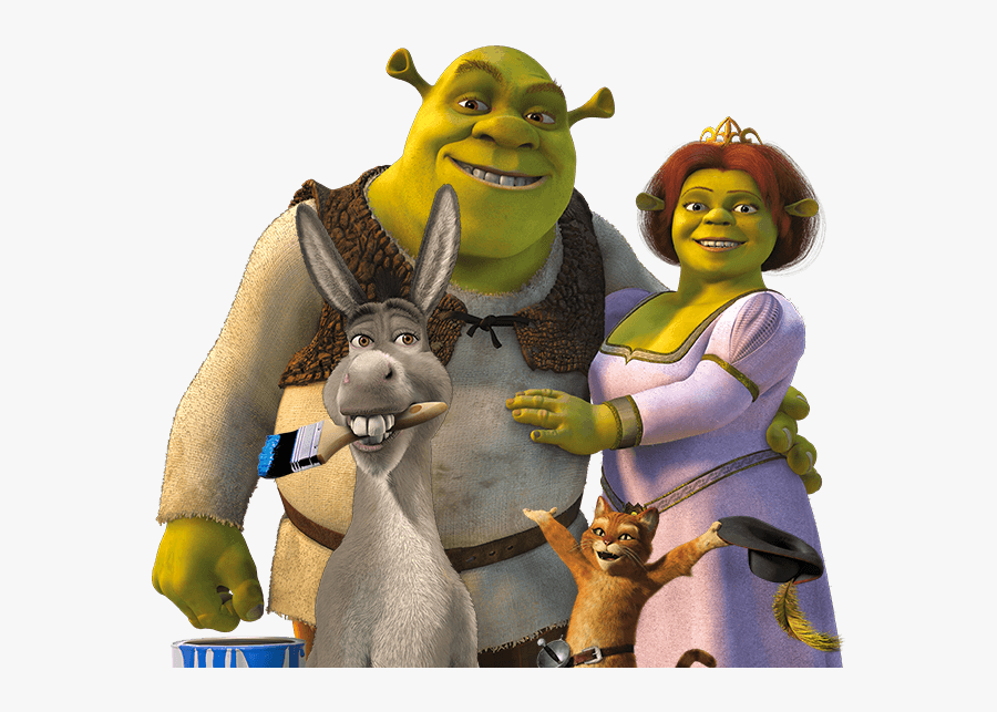 Shrek, Donkey Fiona And Puss In Boots - Shrek And Fiona And Donkey, Transparent Clipart