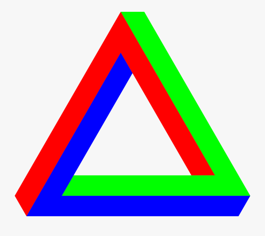 Penrose Triangle Rgb Color Model Green Optical Illusion - Penrose Triangle Clipart, Transparent Clipart