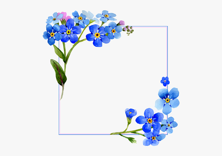 #blue #frame #border #square #flower #freetoedit #mimi - Watercolor Blue Floral Background, Transparent Clipart