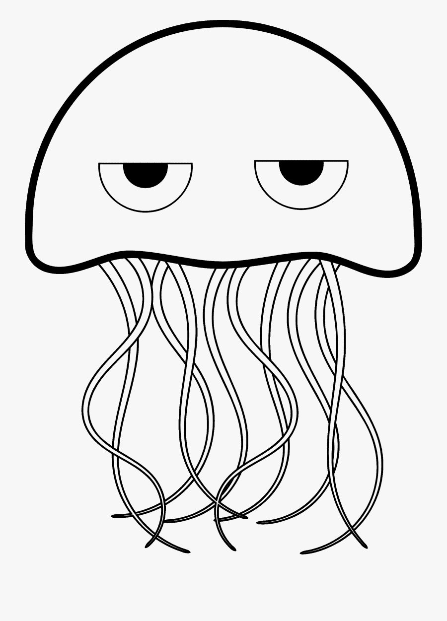 Reliable Kissing Fish Coloring Pages Clip Art Library - Jellyfish Drawing Easy Cartoon, Transparent Clipart