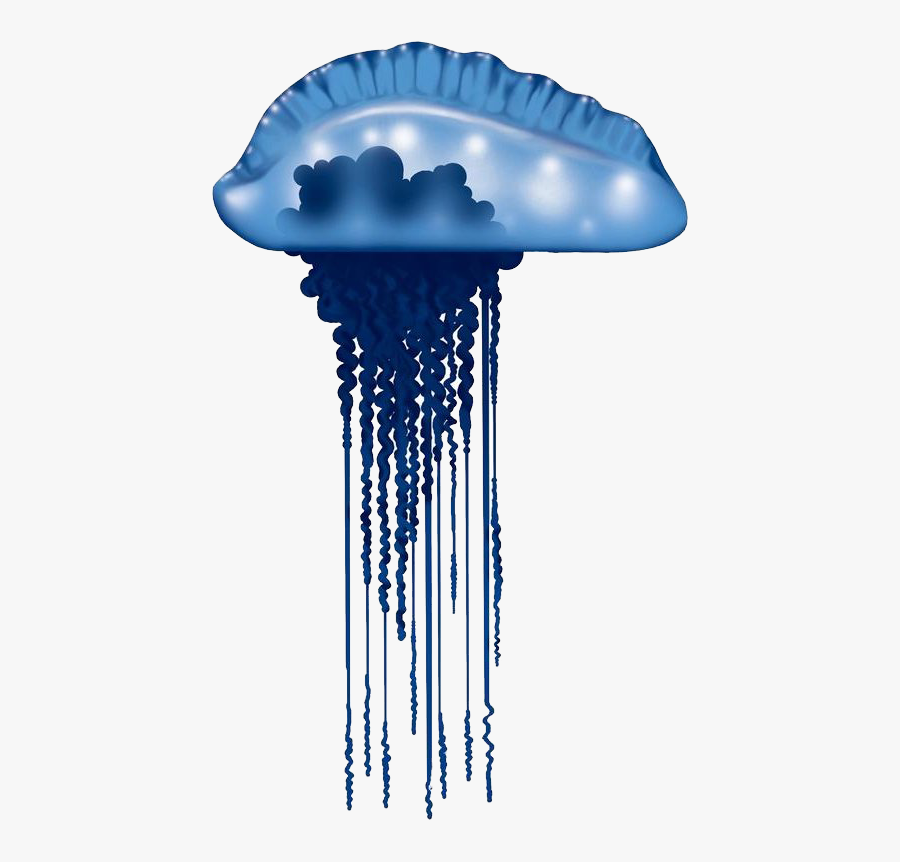 Transparent Jelly Fish Png - Bluebottle Jellyfish Silhouette, Transparent Clipart