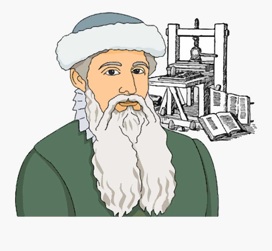Human Behavior,facial Hair,cartoon - Johannes Gutenberg, Transparent Clipart