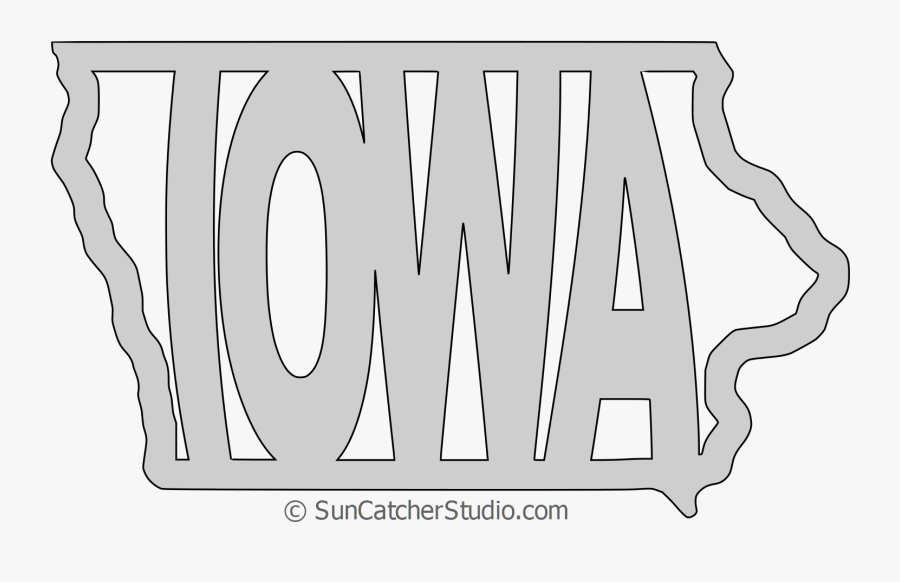 Iowa Map Shape Text, Outline Scalable Vector Graphic - Graphics, Transparent Clipart