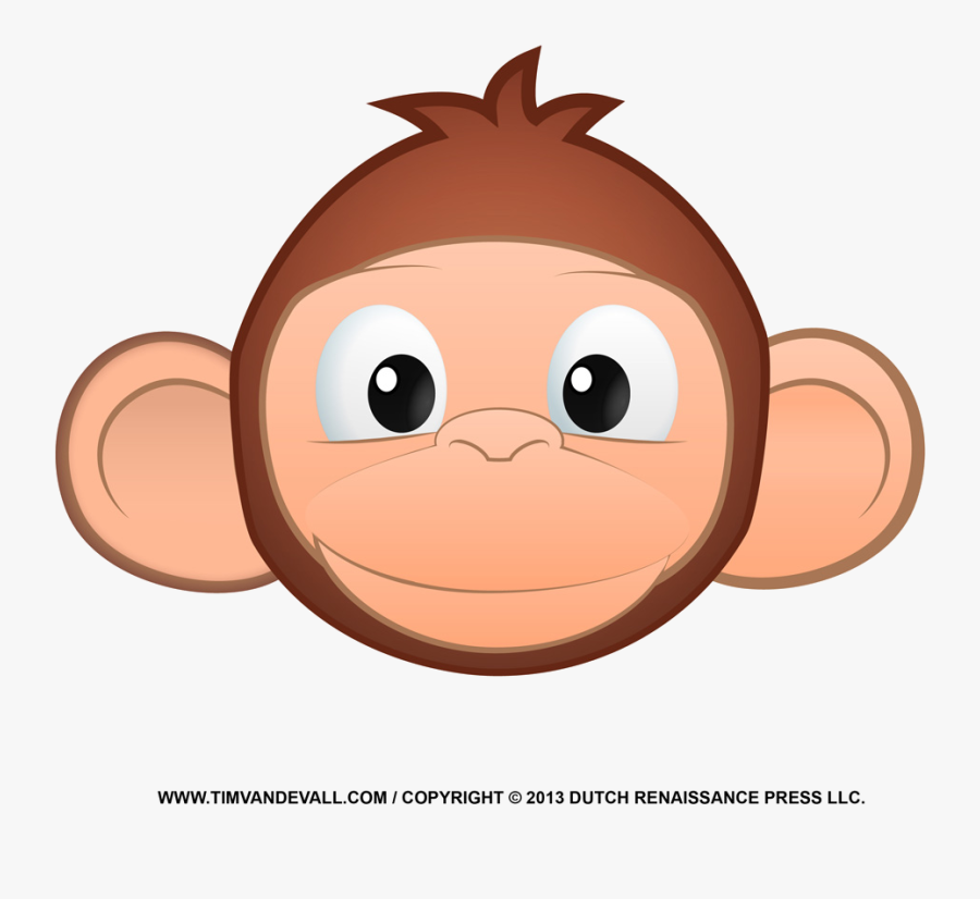 Monkey Printable Clipart Loring Pages Cartoon Transparent - Cartoon Monkey With Big Ears, Transparent Clipart