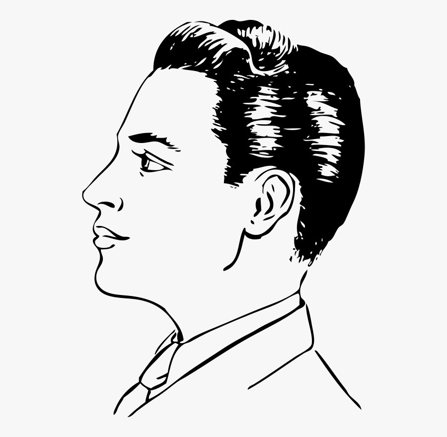 Net » Clip Art » D A Haircut Side View Black White - Side View Face Man Drawing, Transparent Clipart