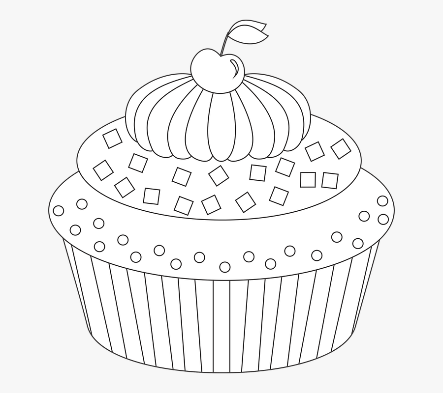Cupcake Cake Dessert Frosting Muffin - รูป คั พ เค้ก ขาว ดำ, Transparent Clipart