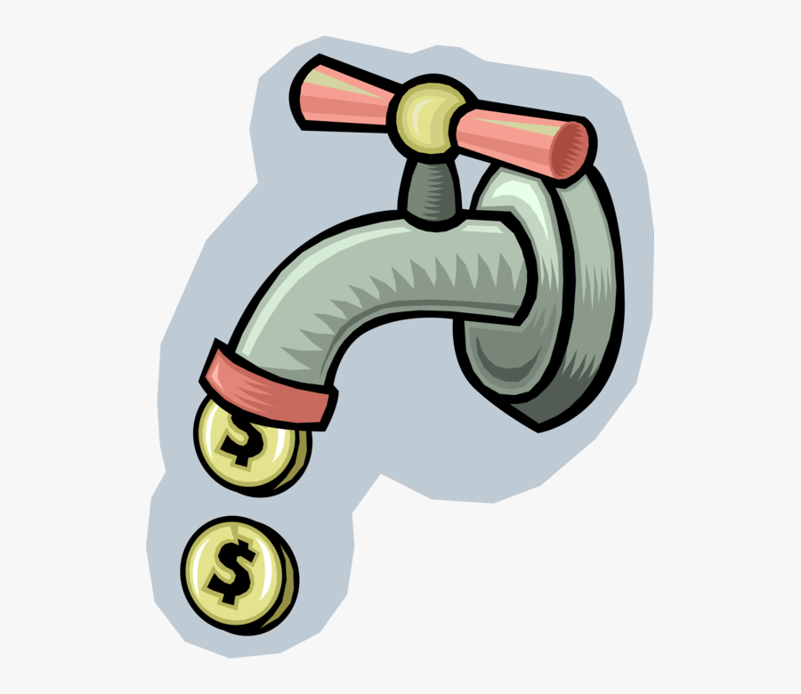 Vector Illustration Of Water Tap Faucet Spigot Dripping - Save Water Save Money, Transparent Clipart