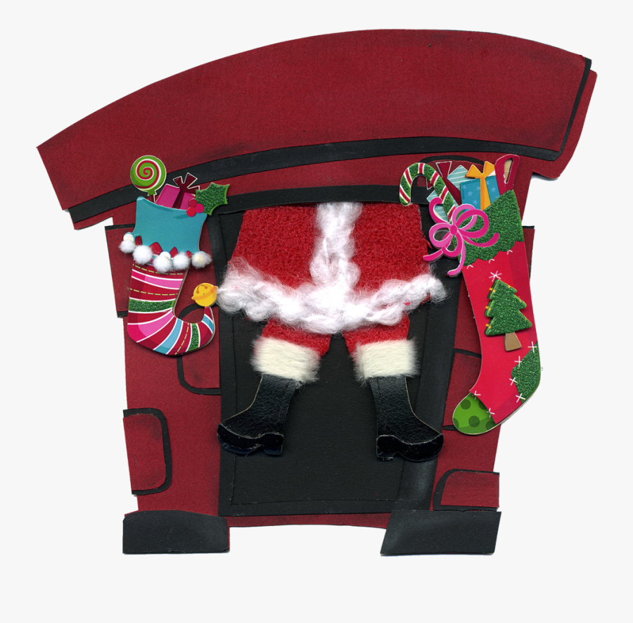 Eri Doodle Designs And - Father Christmas Coming Down The Chimney, Transparent Clipart