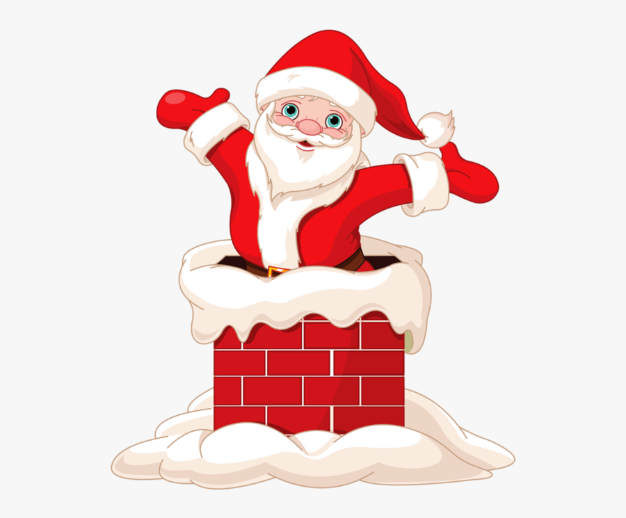 Transparent Cool Santa Clipart - Santa Claus And Chimney, Transparent Clipart