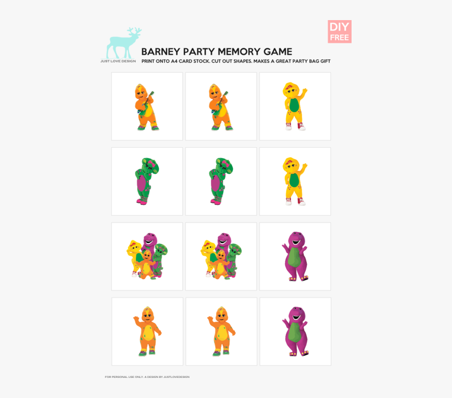 Games Clipart Memory Game - Barney And Friend Printables, Transparent Clipart
