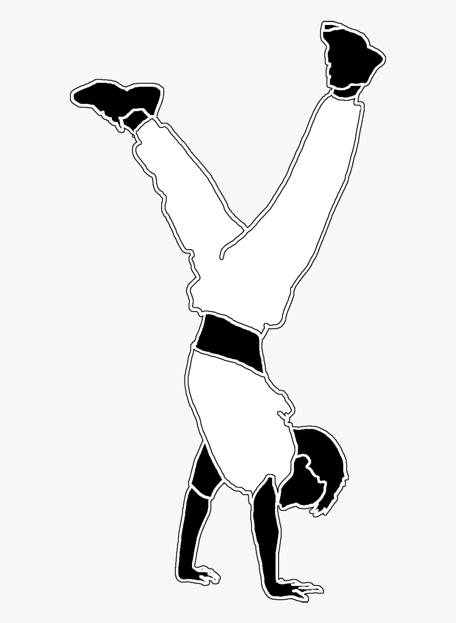 White Black Silhouette Boy Doing Handstand - Do A Handstand Clipart Black And White, Transparent Clipart