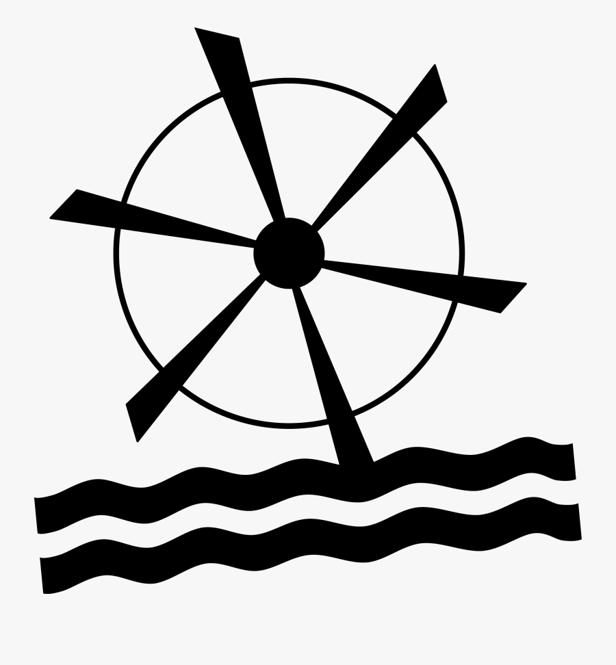 Transparent Windmill Clipart Black And White - Waterwheel Icon , Free ...