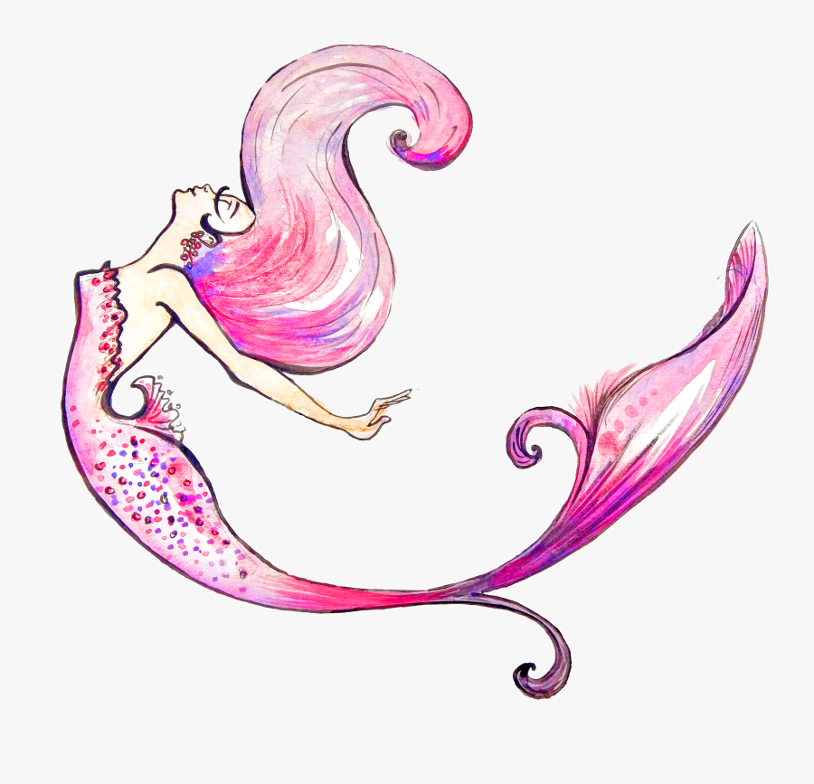Purple Mermaid Png Download - Mermaid Illustration Png, Transparent Clipart
