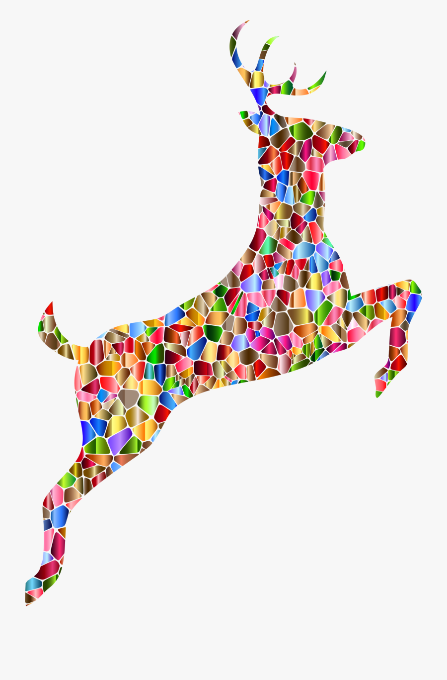 Chromatic Tiled Leaping Deer Silhouette Clip Arts - Clip Art, Transparent Clipart