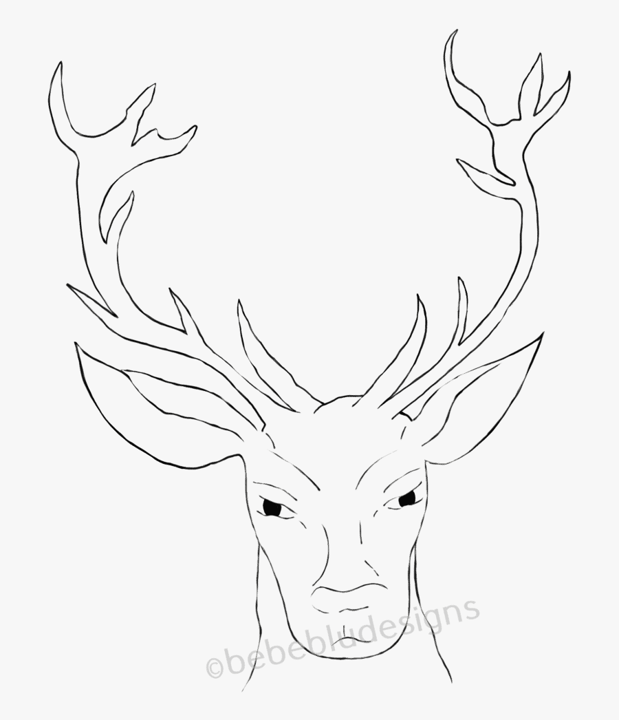 Deer Head Silhouette - Sketch, Transparent Clipart